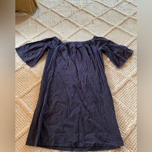 Navy blue and whit stripped off the shoulder dress. Size large.